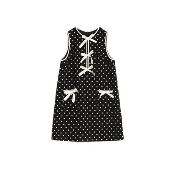 Bow Front Polka Dot Sleeveless Dress - Picture 5 of 5
